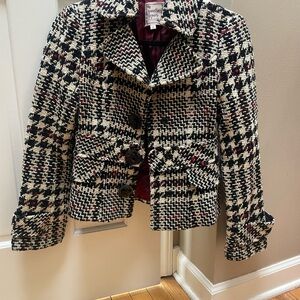 Nanette Lepore Black and Cream Tweed Blazer